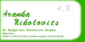 aranka mikolovits business card